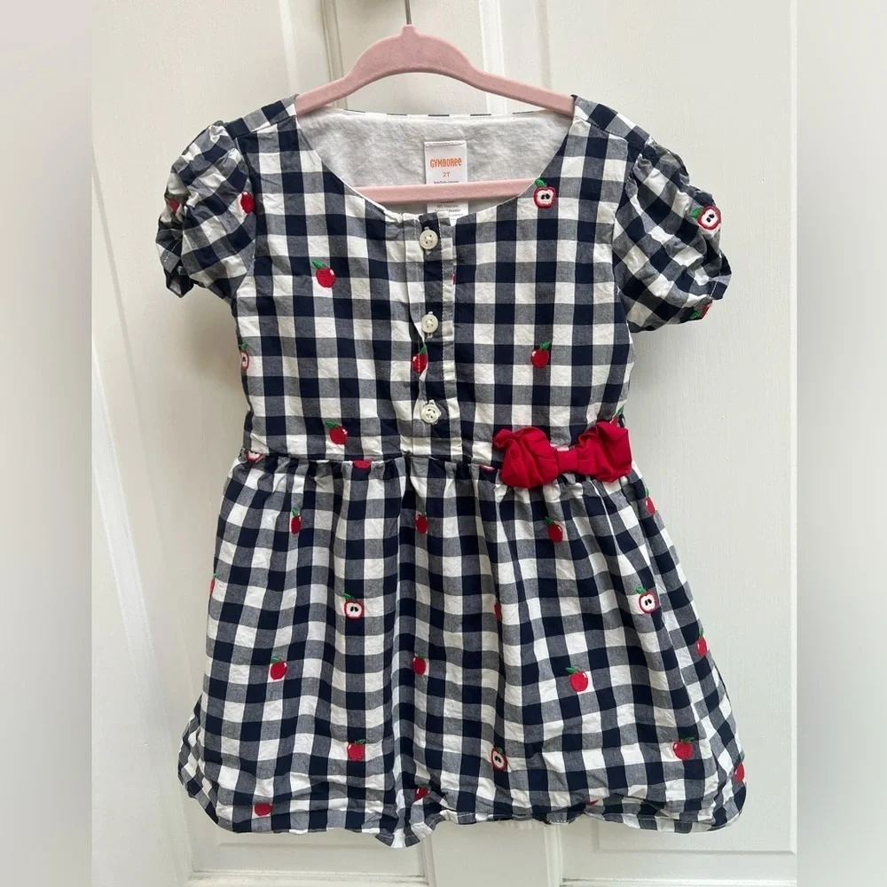 Gymboree 2T Buffalo Plaid Apple Girls Back to School Long Top/Dress